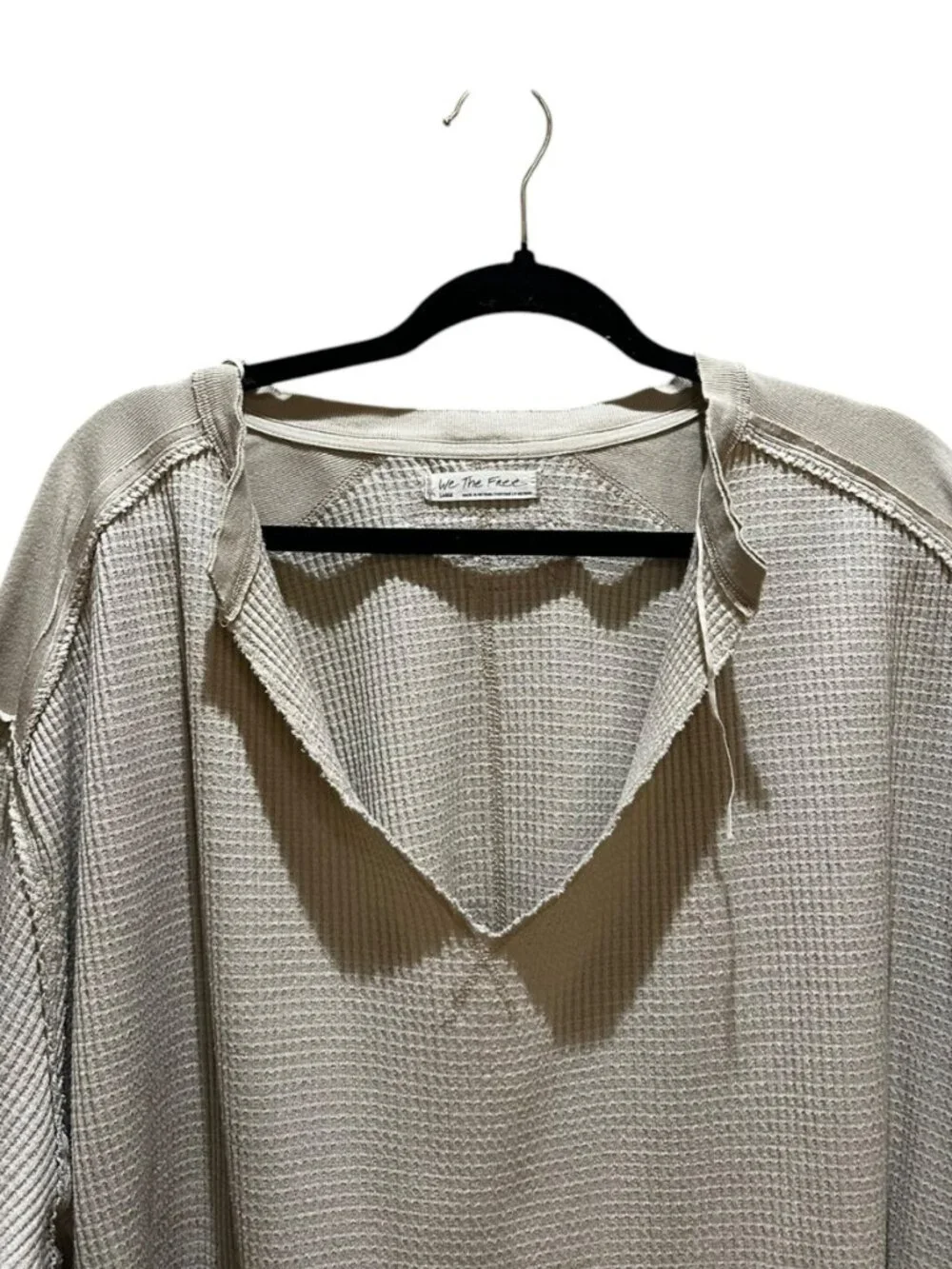 Free People We The People Owen Thermal Top in Cream Beige